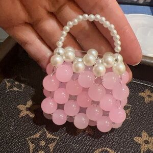 ❤️Pink Beaded Mini Handbag Decoration